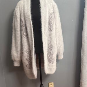 Vintage Agassy angora lambs wool Sweater with Embroidered Details